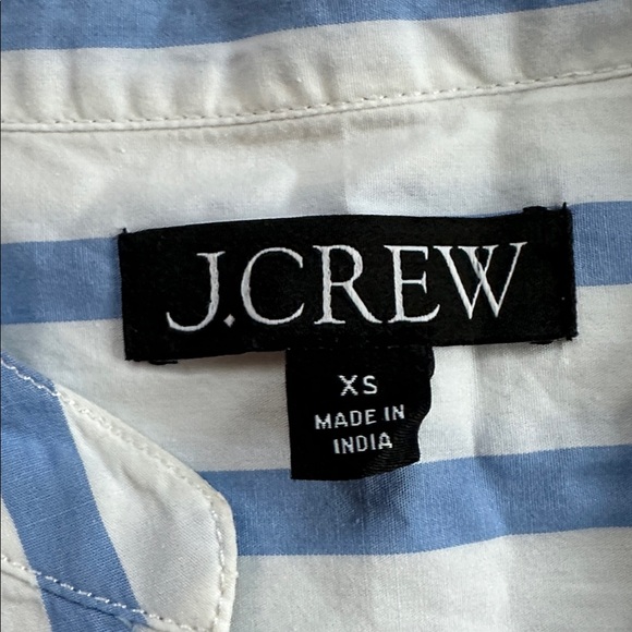 J.CREW Tiered Organic Cotton Poplin Long Sleeve Mini Dress Blue Barrie Stripe - Picture 5 of 11